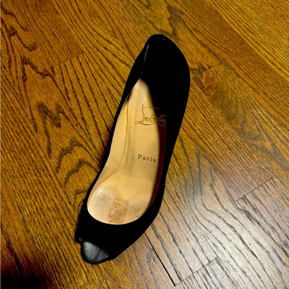 Suede peep toe Christian louboutin heels